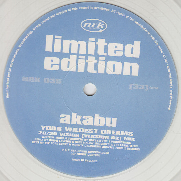 Akabu : Your Wildest Dreams (12", S/Sided, Ltd, Cle)