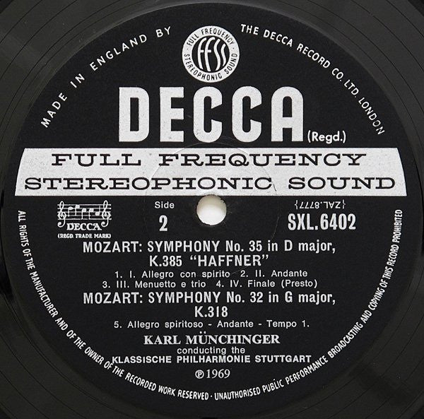 Wolfgang Amadeus Mozart, Klassische Philharmonie Stuttgart, Karl Münchinger : Symphony No. 31 In D, K.297 'Paris' / Symphony No. 35 In D, K.385 'Haffner' / Symphony No. 32 In G, K.318 (LP)