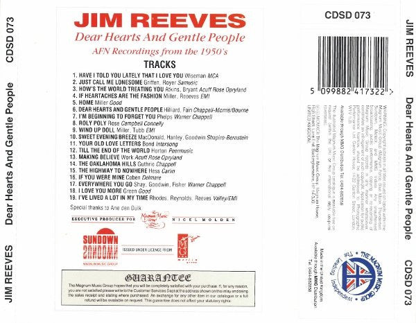 Jim Reeves : Dear Hearts And Gentle People (AFN Recordings From The 1950's) (CD, Comp)