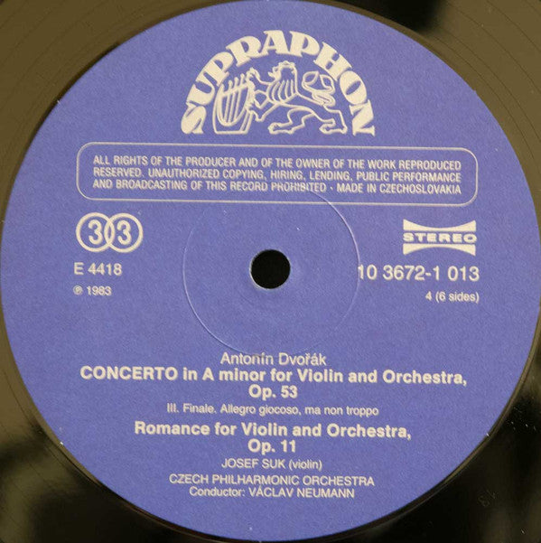 Dvořák* – Chuchro*, Suk*, Moravec*, Czech Philharmonic Orchestra*, Neumann*, Bělohlávek* : Cello Violin Piano Concertos (3xLP, Comp + Box)
