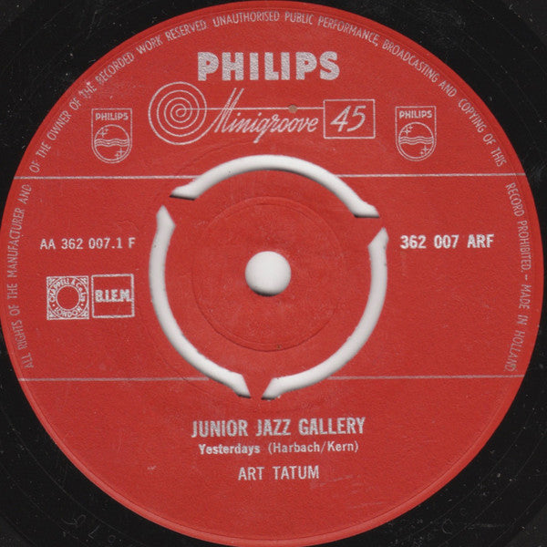 Art Tatum : Junior Jazz Gallery (7")