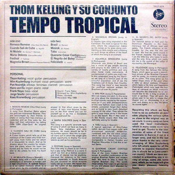 Thom Kelling Y Su Conjunto : Tempo Tropical (LP, Album)