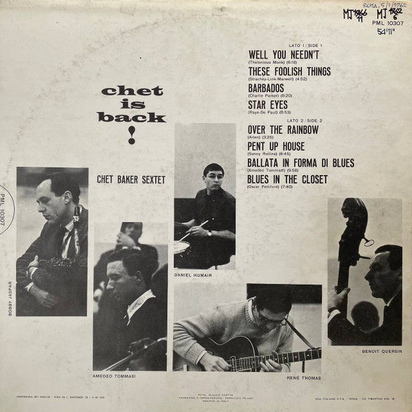 Chet Baker Sextet : Chet Is Back! (LP, Album, Mono)