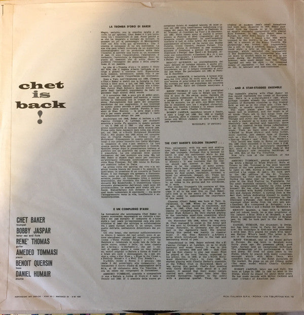Chet Baker Sextet : Chet Is Back! (LP, Album, Mono)