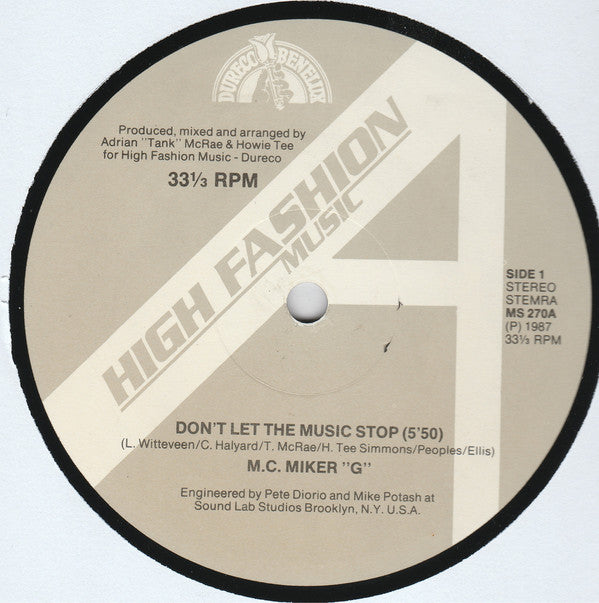 MC Miker G : Don't Let The Music Stop (12")
