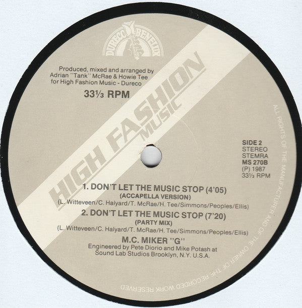 MC Miker G : Don't Let The Music Stop (12")