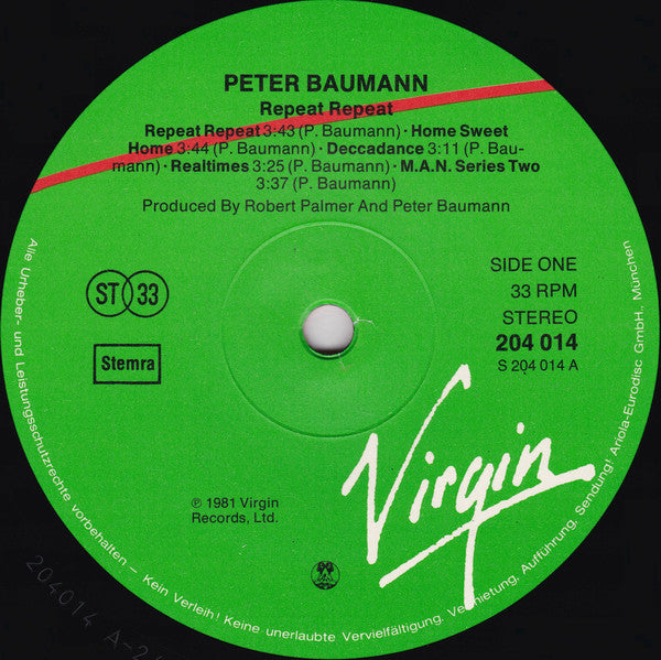 Peter Baumann : Repeat Repeat (LP, Album)