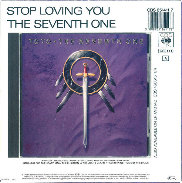 Toto : Stop Loving You (7", Single)