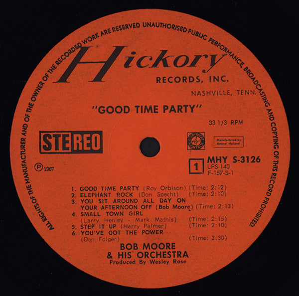 Bob Moore And His Orchestra : Good Time Party (LP, Album)