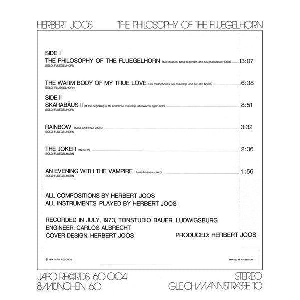 Herbert Joos : The Philosophy Of The Fluegelhorn (LP, Album)