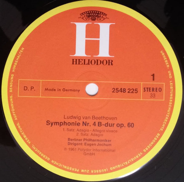 Ludwig van Beethoven – Berliner Philharmoniker - Eugen Jochum : Symphony No.4, ”Leonora No.2“ (LP)