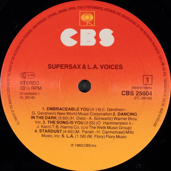 Supersax & L.A. Voices* : Supersax & L.A. Voices (LP, Album)