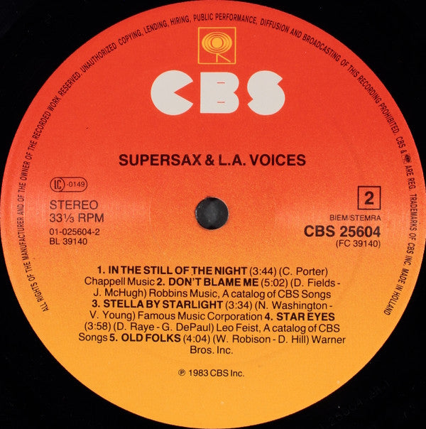 Supersax & L.A. Voices* : Supersax & L.A. Voices (LP, Album)