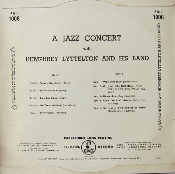 Humphrey Lyttelton And His Band : Jazz Concert (10")