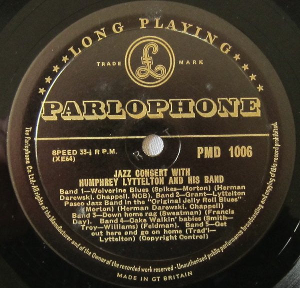 Humphrey Lyttelton And His Band : Jazz Concert (10")