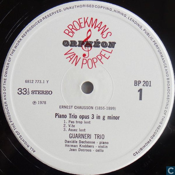 Guarneri Trio, Ernest Chausson, Gabriel Fauré : Chausson: Piano Trio Opus 3 / Fauré: Piano Trio Opus 120 (LP)