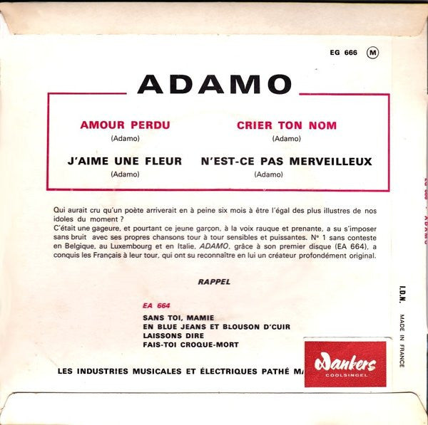 Adamo : Amour Perdu - Crier Ton Nom (7", EP)