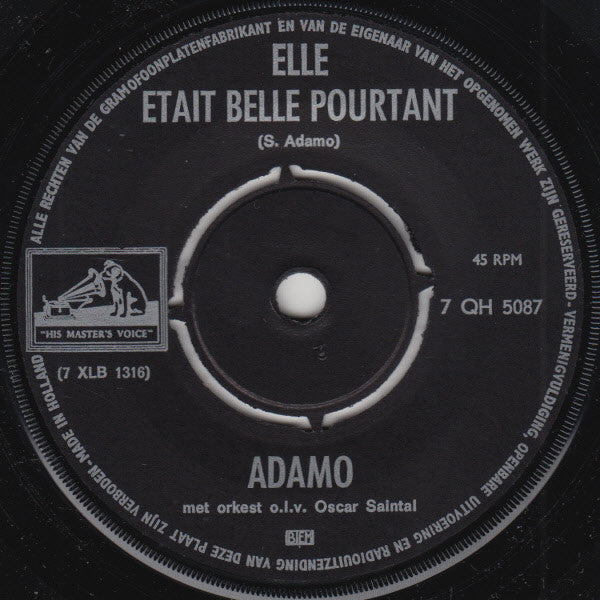 Adamo : Elle Etait Belle Pourtant / Tu Me Reviens (7", Single)