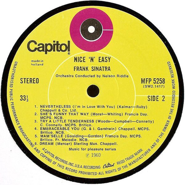 Frank Sinatra : Nice 'n' Easy (LP, Album, RE, Tar)