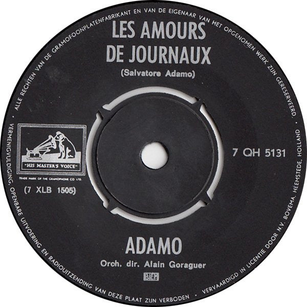Adamo : Les Amours De Journaux / Pauvre Verlaine (7", Single)