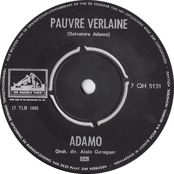 Adamo : Les Amours De Journaux / Pauvre Verlaine (7", Single)