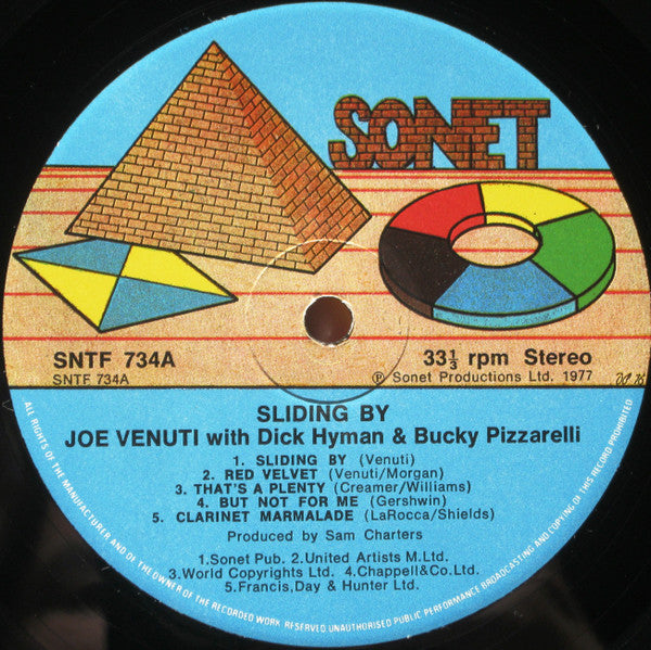 Joe Venuti With Dick Hyman & Bucky Pizzarelli : Sliding By (LP, Album)
