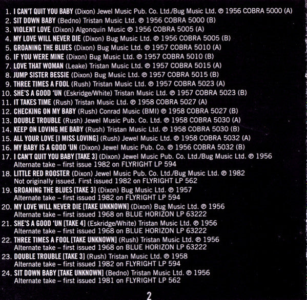 Otis Rush : Good 'Un's (The Classic Cobra Recordings 1956-1958) (CD, Comp)