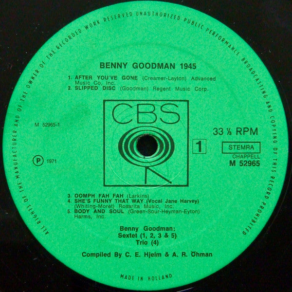 Benny Goodman : Sextet*, Quintet* & Trio* : 1945 (LP, Comp)