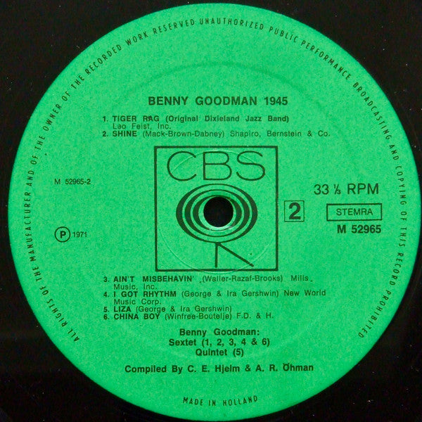 Benny Goodman : Sextet*, Quintet* & Trio* : 1945 (LP, Comp)
