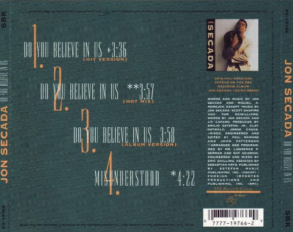 Jon Secada : Do You Believe In Us (CD, Maxi)