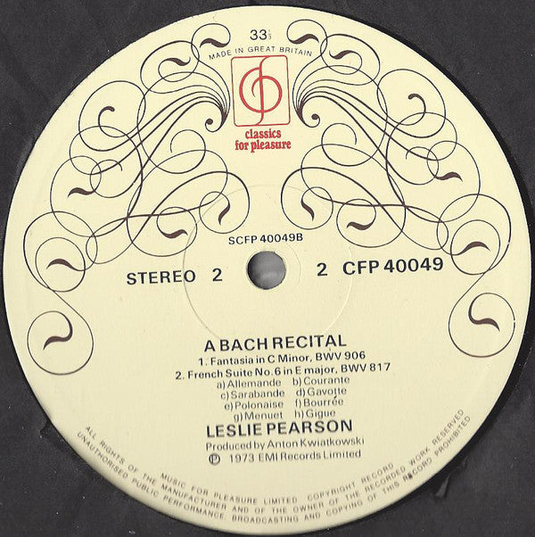 Johann Sebastian Bach, Leslie Pearson : A Bach Recital (LP)