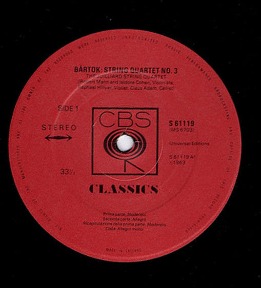 Béla Bartók - Juilliard String Quartet : String Quartets Nos. 3 & 4 (LP, Album, RE)