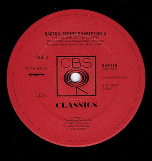 Béla Bartók - Juilliard String Quartet : String Quartets Nos. 3 & 4 (LP, Album, RE)