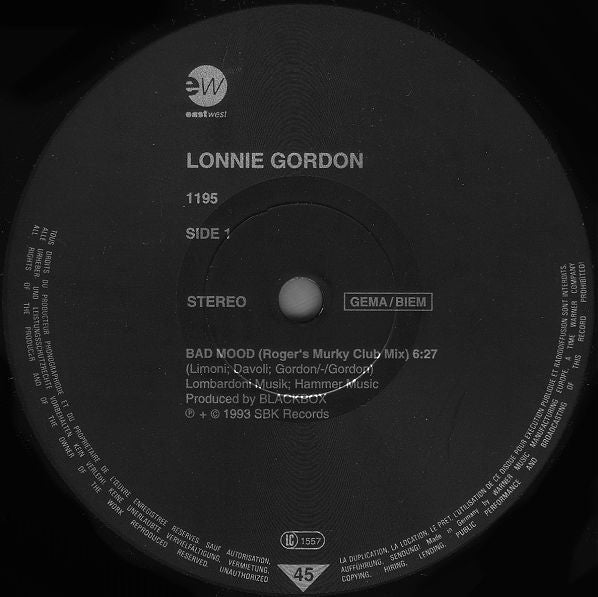 Lonnie Gordon : Bad Mood (12")