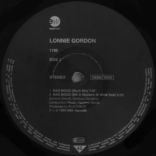 Lonnie Gordon : Bad Mood (12")