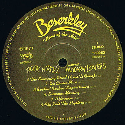 Jonathan Richman & The Modern Lovers : Rock 'N' Roll With The Modern Lovers (LP, Album)