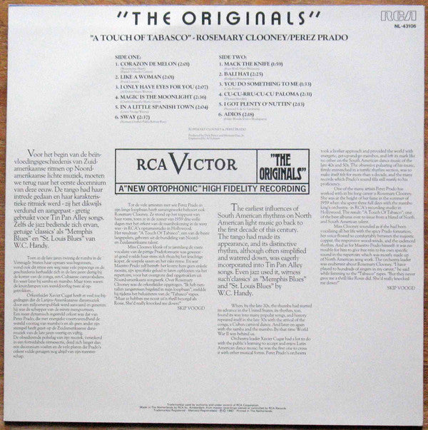 Rosemary Clooney / Perez Prado : A Touch Of Tabasco (LP, Album, RE)