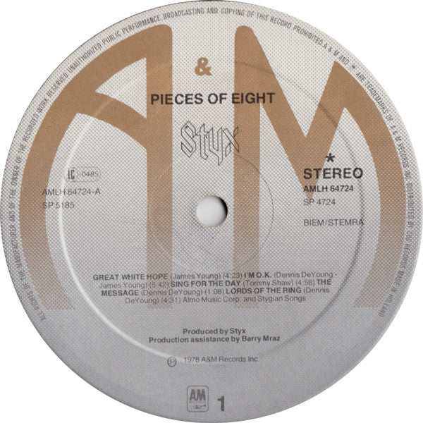 Styx : Pieces Of Eight (LP, Album, Gat)