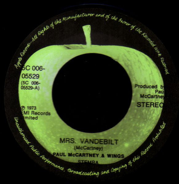 Paul McCartney & Wings* : Mrs. Vandebilt (7", Single)