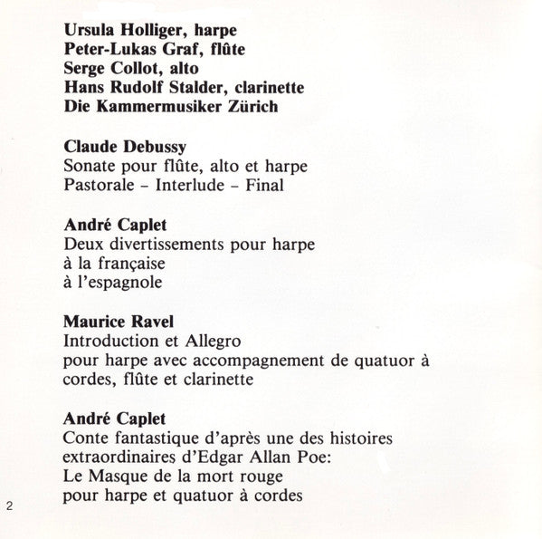 Ursula Holliger, Claude Debussy, Maurice Ravel, André Caplet : Französische Meisterwerke Für Harfe - Chefs-D'Œuvres Français Pour Harpe (CD)