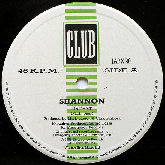 Shannon : Urgent (12", Single)