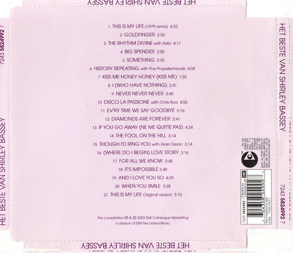 Shirley Bassey : Het Beste Van (CD, Comp)