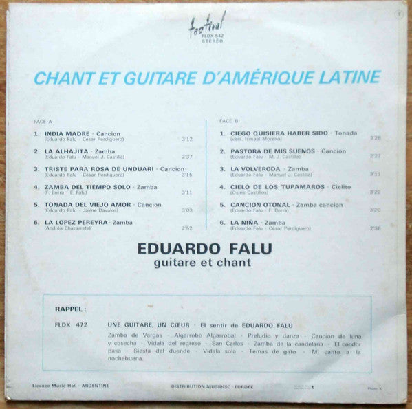 Eduardo Falu* : Chant Et Guitare D'Amérique Latine (LP, Album, RP)