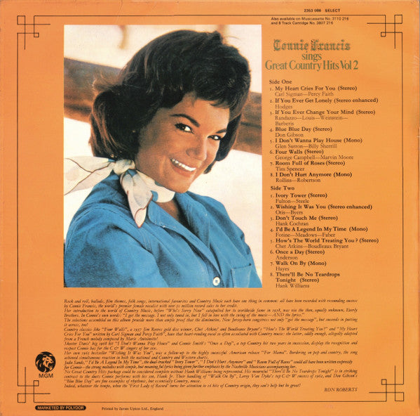 Connie Francis : Connie Francis Sings Great Country Hits Vol 2 (LP, Comp)