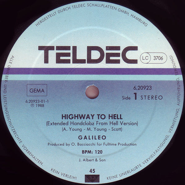 Galileo : Highway to Hell (12", Maxi)