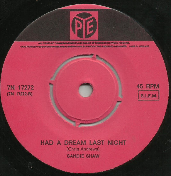 Sandie Shaw : Puppet On A String / Had A Dream Last Night (7", Single, Pus)
