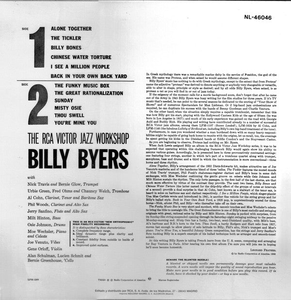 Billy Byers : The Jazz Workshop (LP, Album, RE)