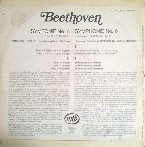 Ludwig van Beethoven, William Steinberg Conducts Pittsburgh Symphony Orchestra : Symphonie No. 6 En Fa,  'Pastorale' Op. 68 (LP, RE)