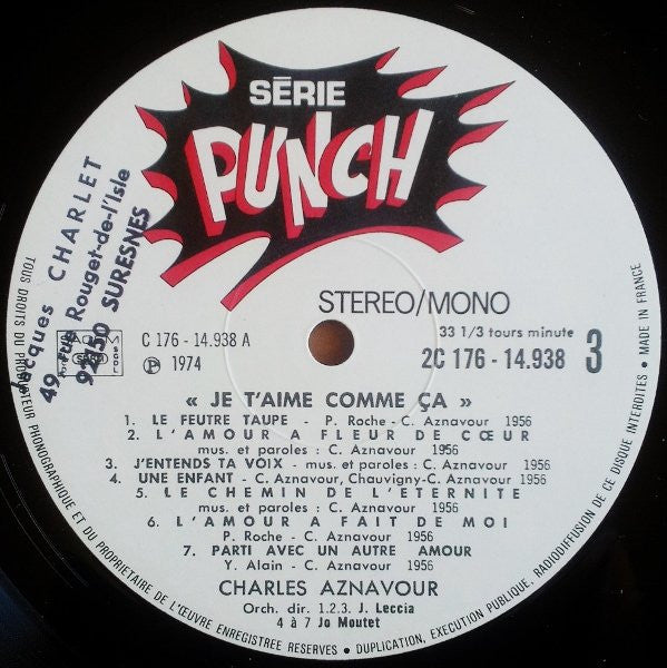 Charles Aznavour : Je T'aime Comme Ça (2xLP, Comp, Gat)