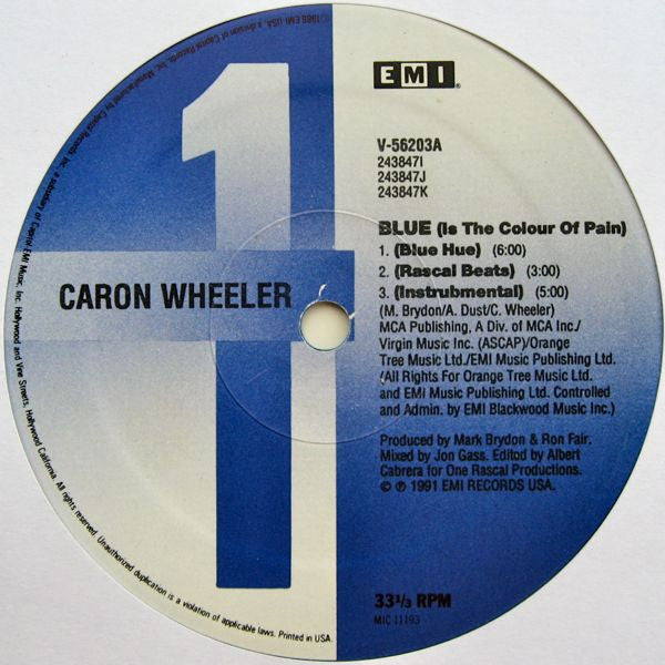 Caron Wheeler : Blue (Is The Colour Of Pain) (12", Ltd, Blu)